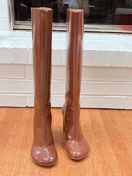Bottega Veneta Shoes - Bottega Veneta Atomic 90 mm tall boots, Brown Sugar, patent leather, 37